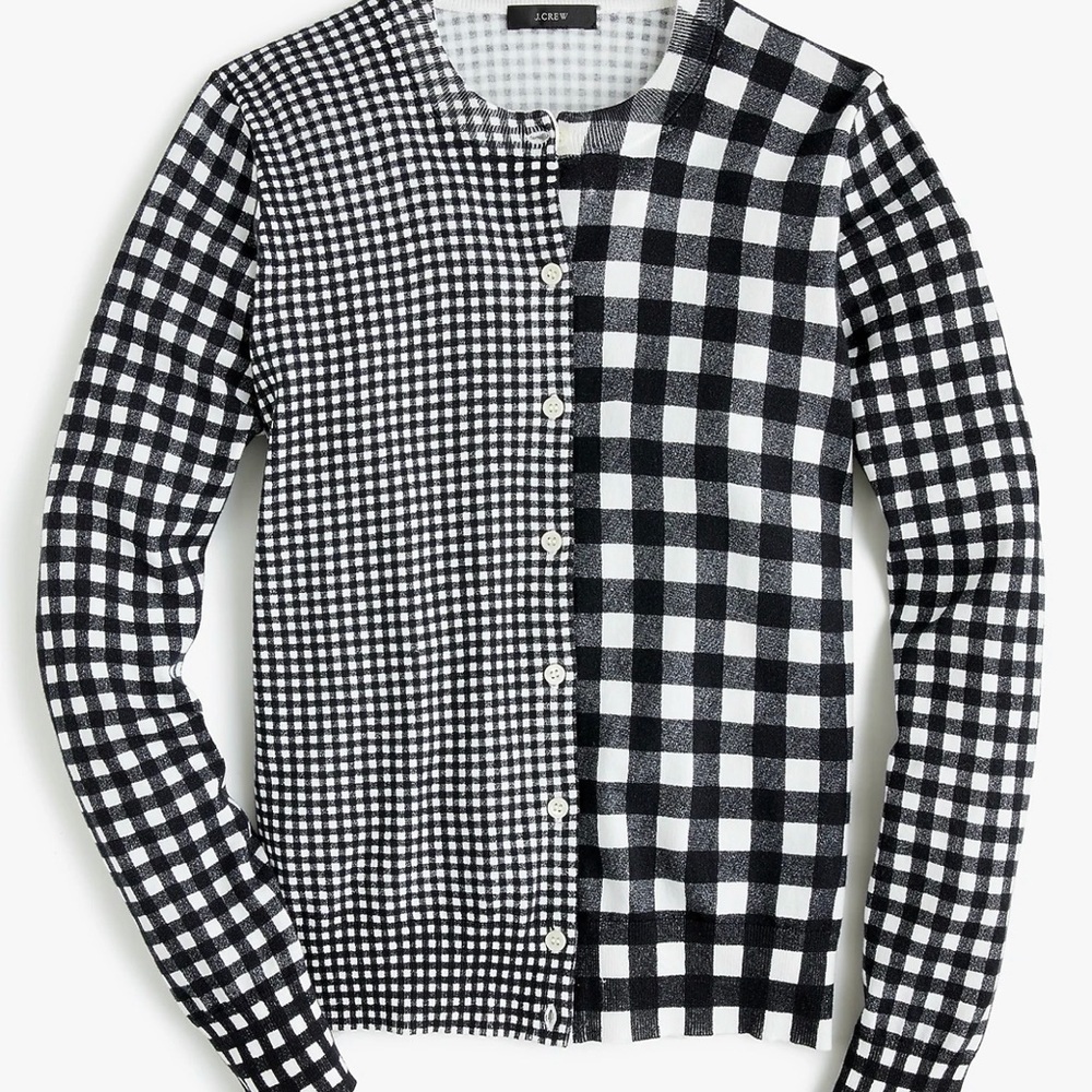 NWT J. Crew Cotton Jackie cardigan in gingham - size XL